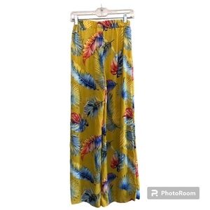 Fashion Nova Yellow Tropic Babe Tie Waist Wide Leg Pants Size M